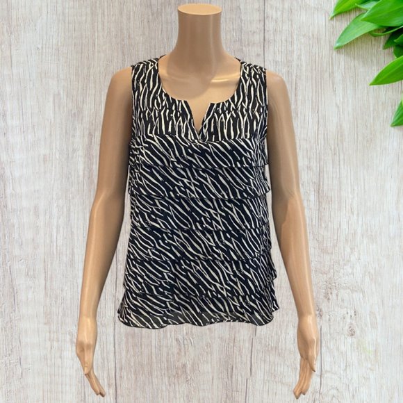 ANN TAYLOR LOFT PETITES -- Blouse, Ruffled, Pullover, Sleeveless, Zebra Print - Picture 1 of 10